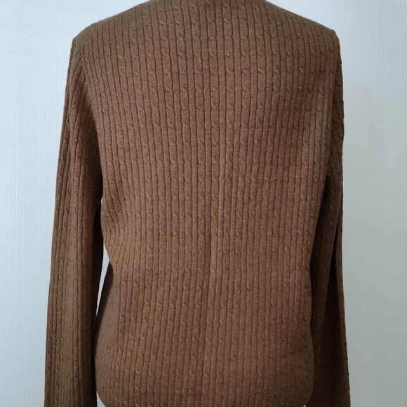 JCrew Brown V-neck cable knit wool cashmere blend pullover, size L - Picture 3 of 15
